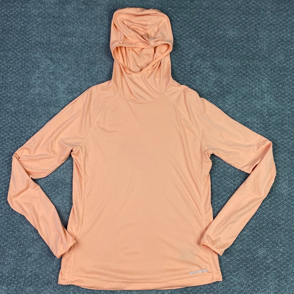 Grundens Hoodie Women's Medium Lightweight Stretch Hooded Shirt UPF 50 Orange